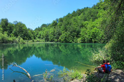 Beautiful blue mountain lake. Lake Nohurgol.