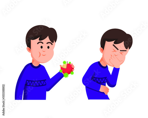 Boy ate an unhygienic fruit and felt like throwing it up