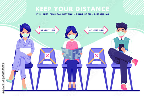 physical distancing in new normal concept illustration