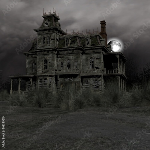 3d illustration of an haunted house