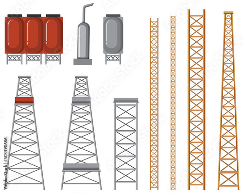Set of oil industry objects