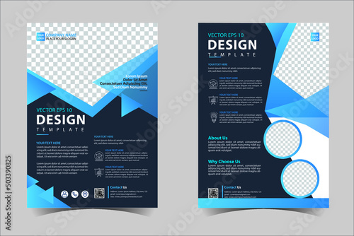 Black and Blue corporate business annual report brochure flyer design template vector, Leaflet cover presentation abstract geometric background, modern publication poster magazine, layout in A4 size