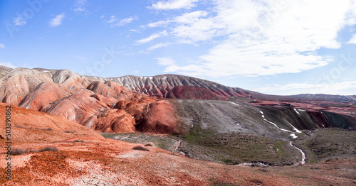 Mystical Martian red mountains. Khyzy region. Azerbaijan.