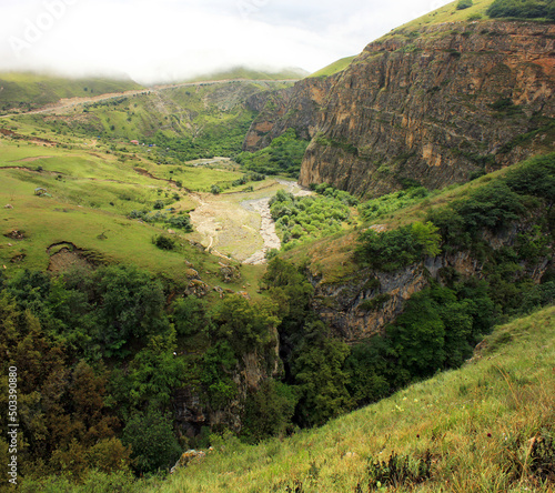 Beautiful narrow canyon in the mountains. Gryz village. Guba region. Azerbaijan. photo