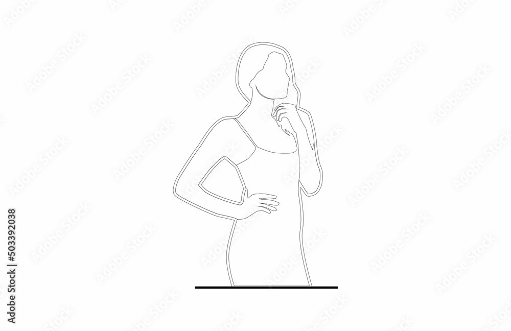 fashionable woman silhouette minimalist vector illustration