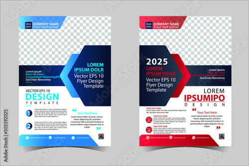 Blue and Red  corporate business annual report brochure flyer design template vector, Leaflet cover presentation abstract geometric background, modern publication poster magazine, layout in A4 size