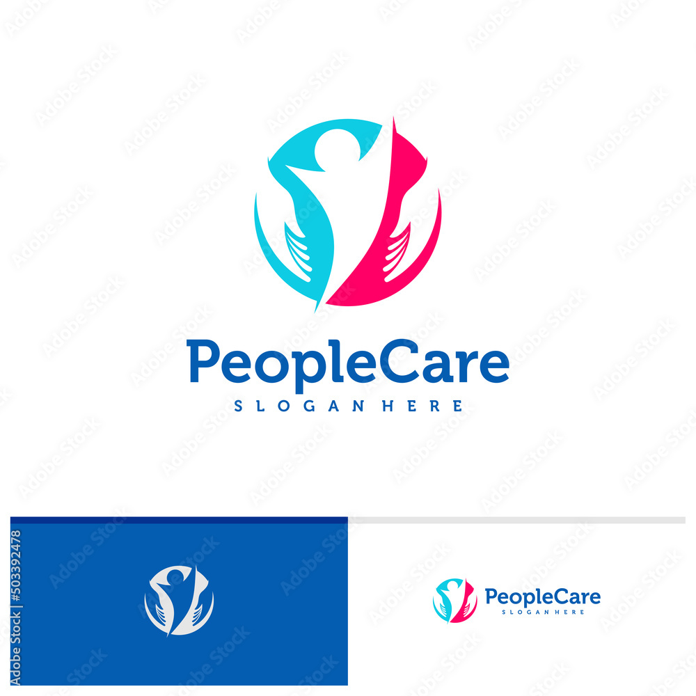 People care logo vector template, Creative People care logo design concepts