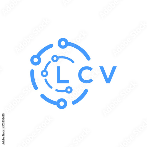 LCV technology letter logo design on white  background. LCV creative initials technology letter logo concept. LCV technology letter design. photo