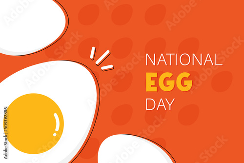 National Egg Day greeting card, illustration with cute cartoon style boiled eggs. June 3.

