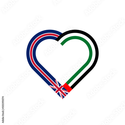 unity concept. heart ribbon icon of united kingdom and united arab emirates flags. vector illustration isolated on white background