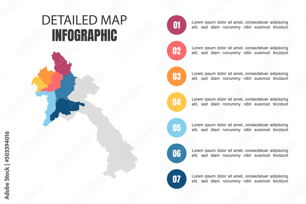 Modern Detailed Map Infographic of Laos Modern Detailed Map Infographic of Laos