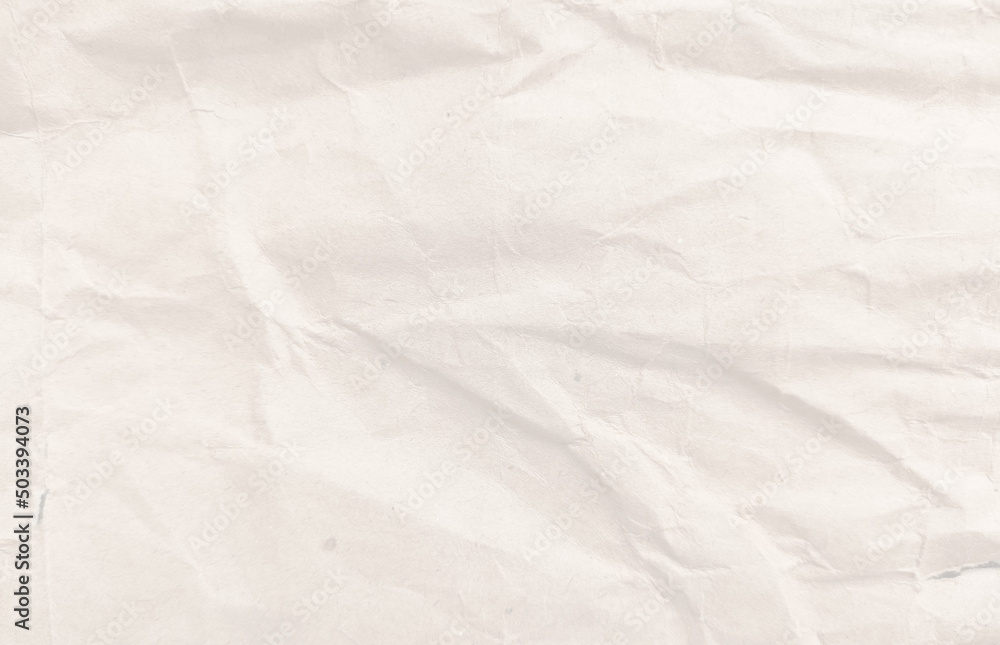 Crumpled paper texture background for various purposes. White wrinkled paper texture