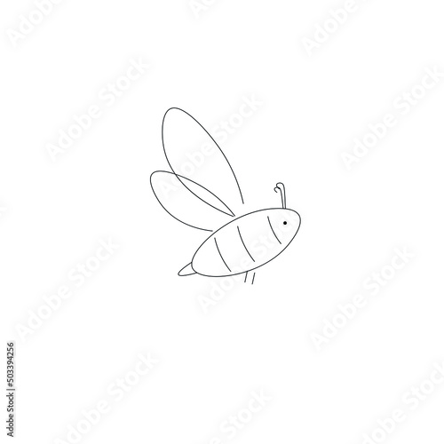 Bee line drawing on white background vector illustration © Keya