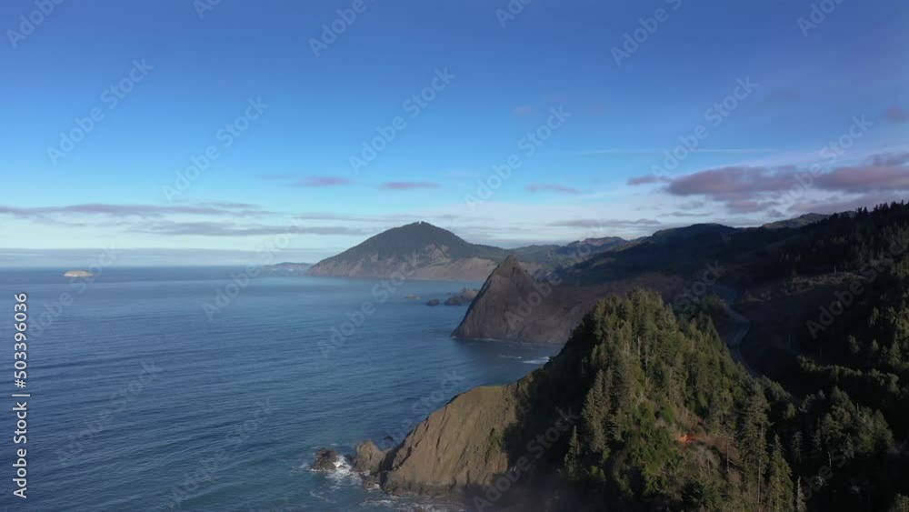 Sheer cliffs at Southern Oregon Coast. Beautiful scenic view from drone. Sheer cliffs at Southern Oregon Coast. Beautiful scenic view from drone.