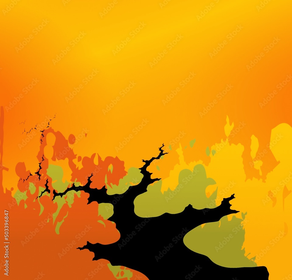 outline sillouette tree on colourful background outline sillouette tree on colourful background