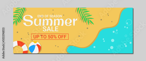 holiday themed banner template design. summer beach banner template