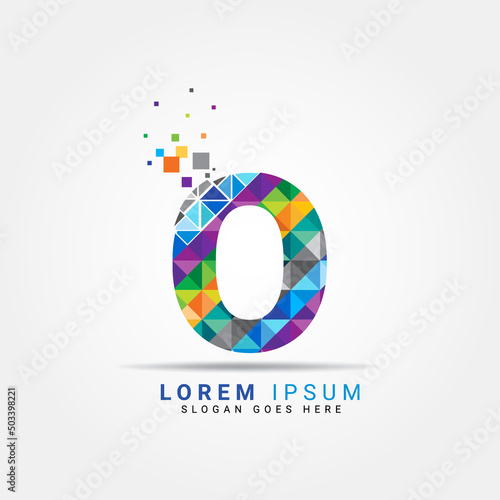 Letter O geometric logo design template with perfect combination of colors for business and company identity. Abstract initial O alphabet logo element