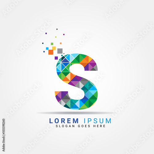 Letter S geometric logo design template with perfect combination of colors for business and company identity. Abstract initial S alphabet logo element