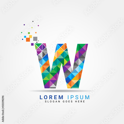 Letter W geometric logo design template with perfect combination of colors for business and company identity. Abstract initial W alphabet logo element