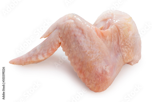 Fresh raw chicken wings isolated on white background, raw chicken wings on white background With clipping path.