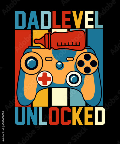 Dad Level Unlocked Gaming T Shirt Dad Announcement funny father's day t-shirt design