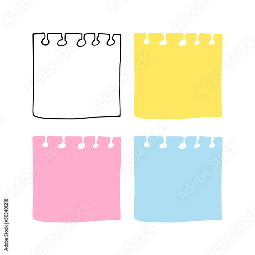 note sheet set. notepad torn page collection. vector illustration hand drawn in doodle style. minimalism, cartoon. icon, template.