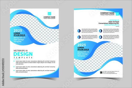 Blue corporate business annual report brochure flyer design template vector, Leaflet cover presentation abstract geometric background, modern publication poster magazine, layout in A4 size