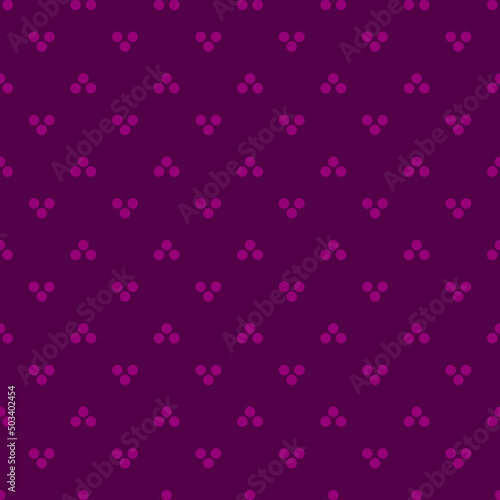 Seamless symmetric pattern with little circles and dots on purple. Decorative wallpaper, good for printing.
