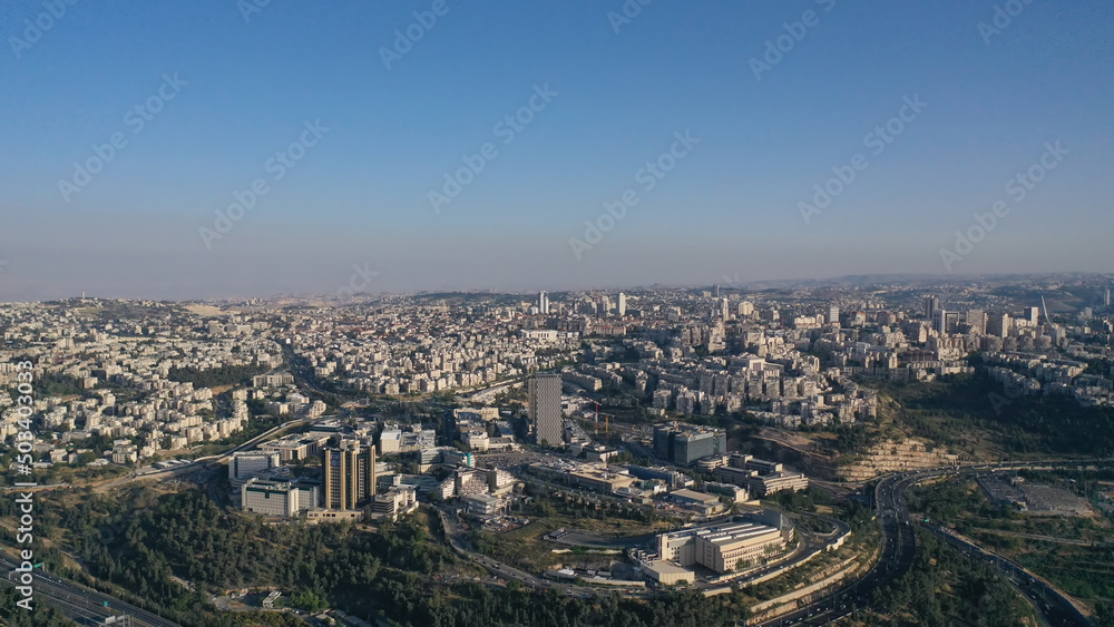 Jerusalem city aerial view, high altitude, may,2022