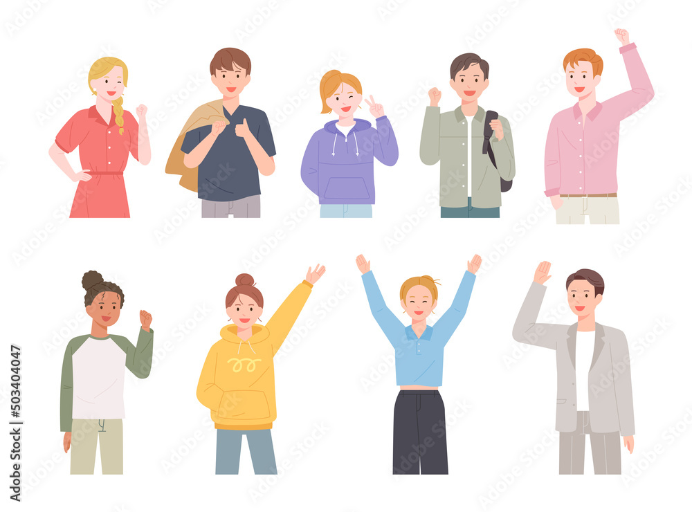 People of different races and styles making positive gestures. flat design style vector illustration. People of different races and styles making positive gestures. flat design style vector illustration.