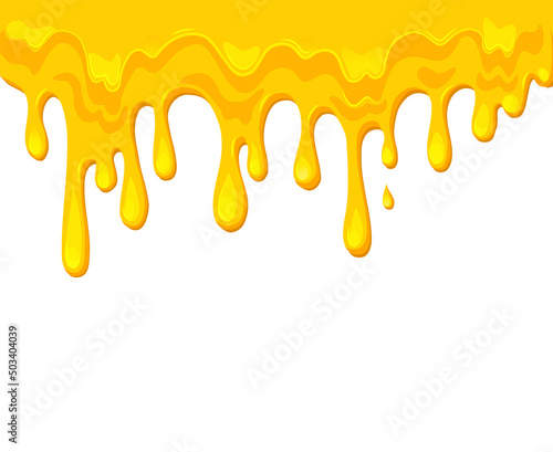 Fototapeta Naklejka Na Ścianę i Meble -  Flowing Melted cheese isolated on white background. Processed cheese wallpaper .Borders of a vector cartoon of hot cheddar, parmesan. 