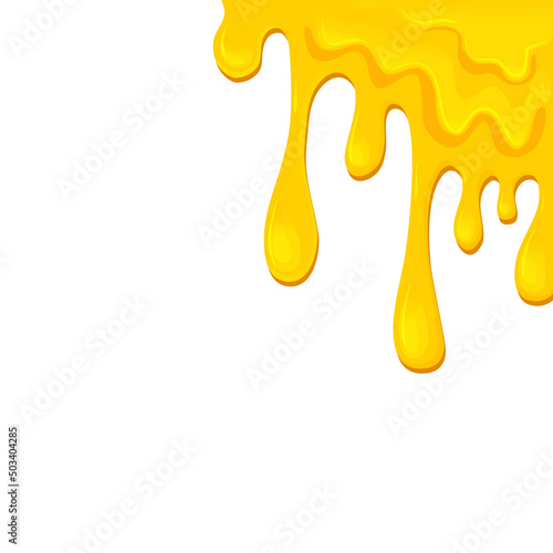 Flowing Melted cheese isolated on white background. Processed cheese wallpaper .Borders of a vector cartoon of hot cheddar, parmesan. 