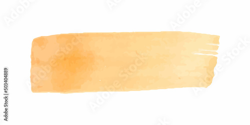 Fototapeta Naklejka Na Ścianę i Meble -  Wide orange watercolor brush stroke. Paint spot on a white background. Vector graphics