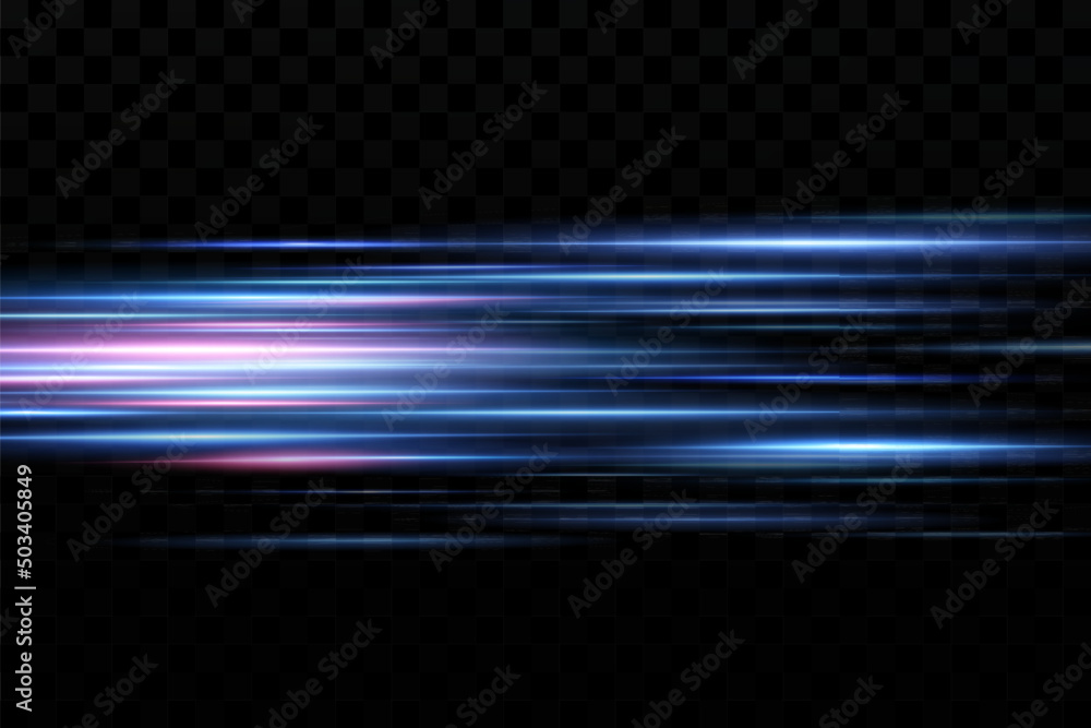 Motion light effect for banners. Blue lines. The effect of speed on a blue background. Red lines of light, speed and movement. Vector lens flare. Motion light effect for banners. Blue lines. The effect of speed on a blue background. Red lines of light, speed and movement. Vector lens flare.