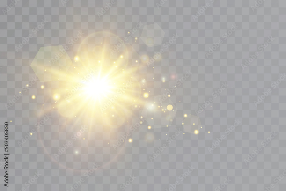 Transparent Golden Glow light effect. Star burst with sparkles Transparent Golden Glow light effect. Star burst with sparkles