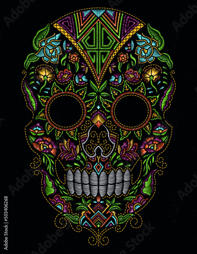 mexican skull sugar  huichol