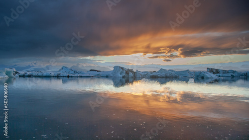 Landscape view of Landmannalaugar colorful mountains and glacier, Iceland