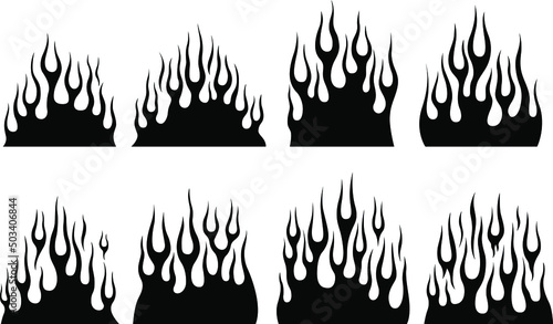 Fire flames isolated on white background. Tribal tattoo design.