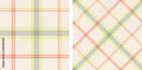 Check plaid seamless pattern set.
