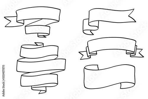 Vector set of ribbon banner doodle isolated