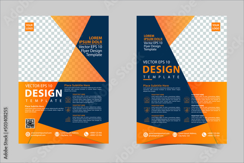 Orange and Black corporate business annual report brochure flyer design template vector, Leaflet cover presentation abstract geometric background, modern publication poster magazine, layout in A4 size