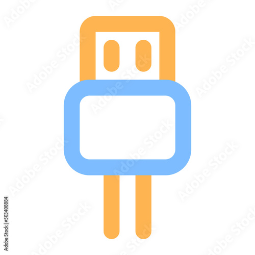 usb cable colored line icon