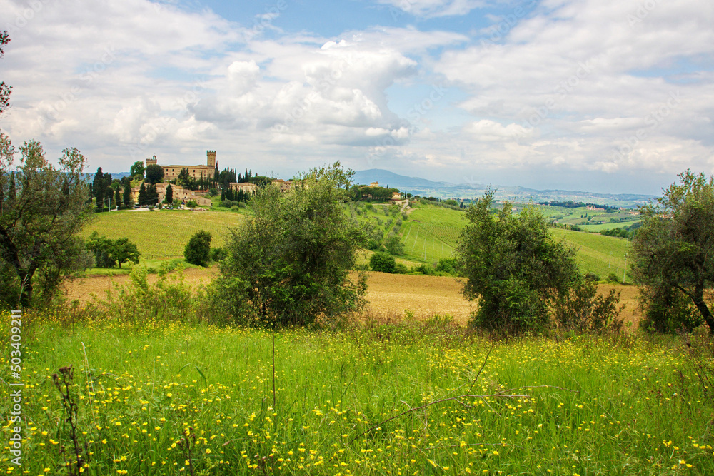 Castello e borgo di Poppiano, Chianti. Toscana, Italia