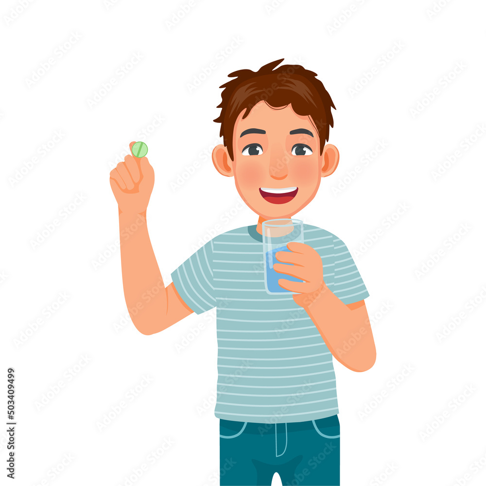 handsome young man holding pills on his hand ready taking medicine with a glass of water handsome young man holding pills on his hand ready taking medicine with a glass of water