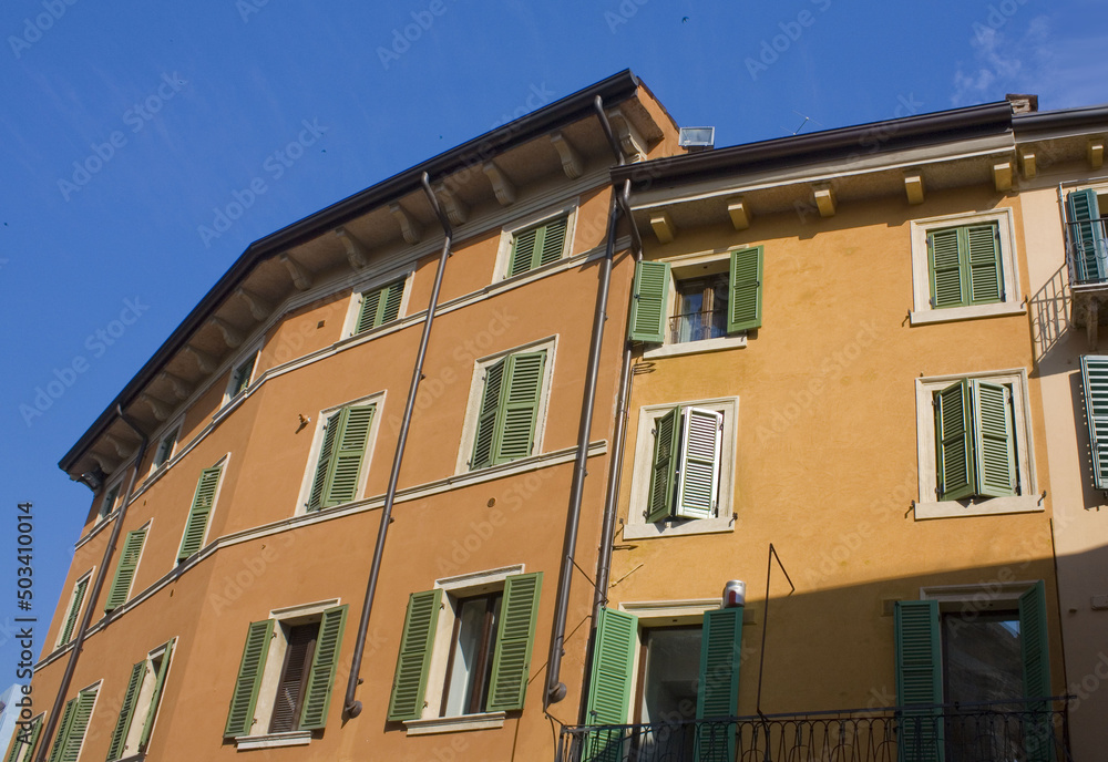 Typical Verona architecture in Old Town, Italy	