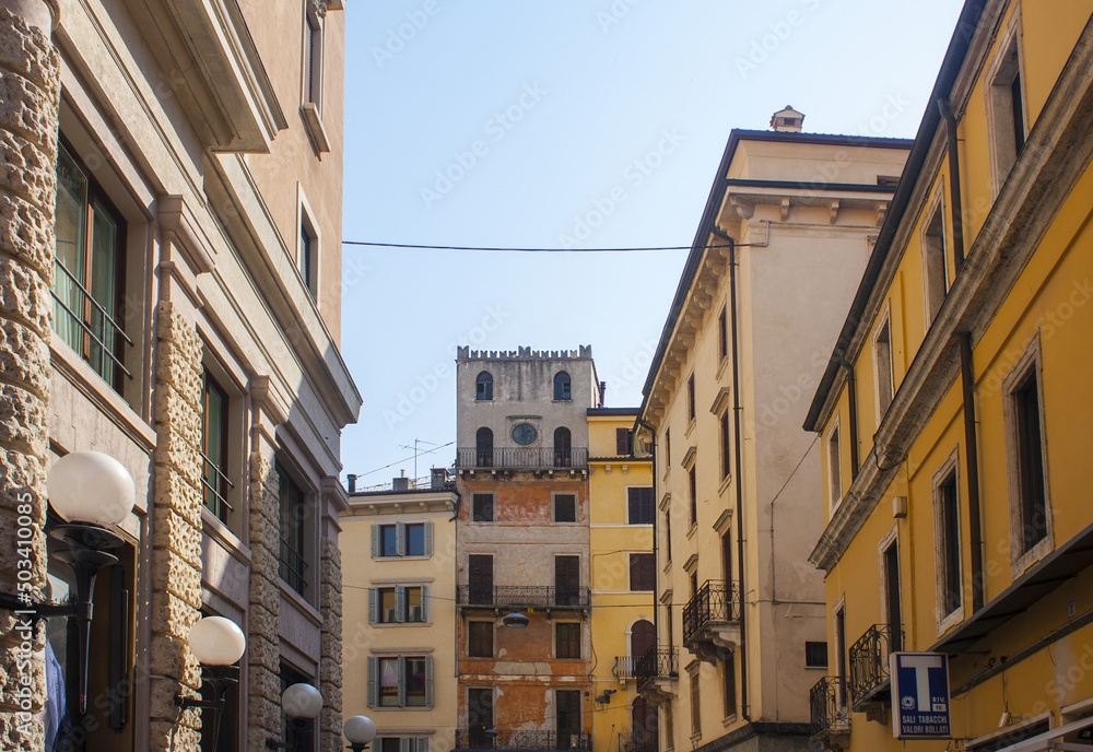 Mazzini street - popular touristic shopping street in Verona