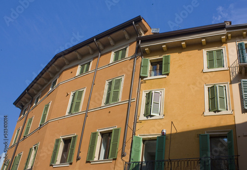 Typical Verona architecture in Old Town, Italy	