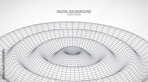 Abstract background with waves. 3D surface. Template for science and technology presentation.