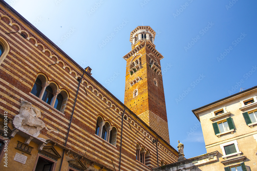 Lamberti Tower on the Piazza delle Erbe in Verona