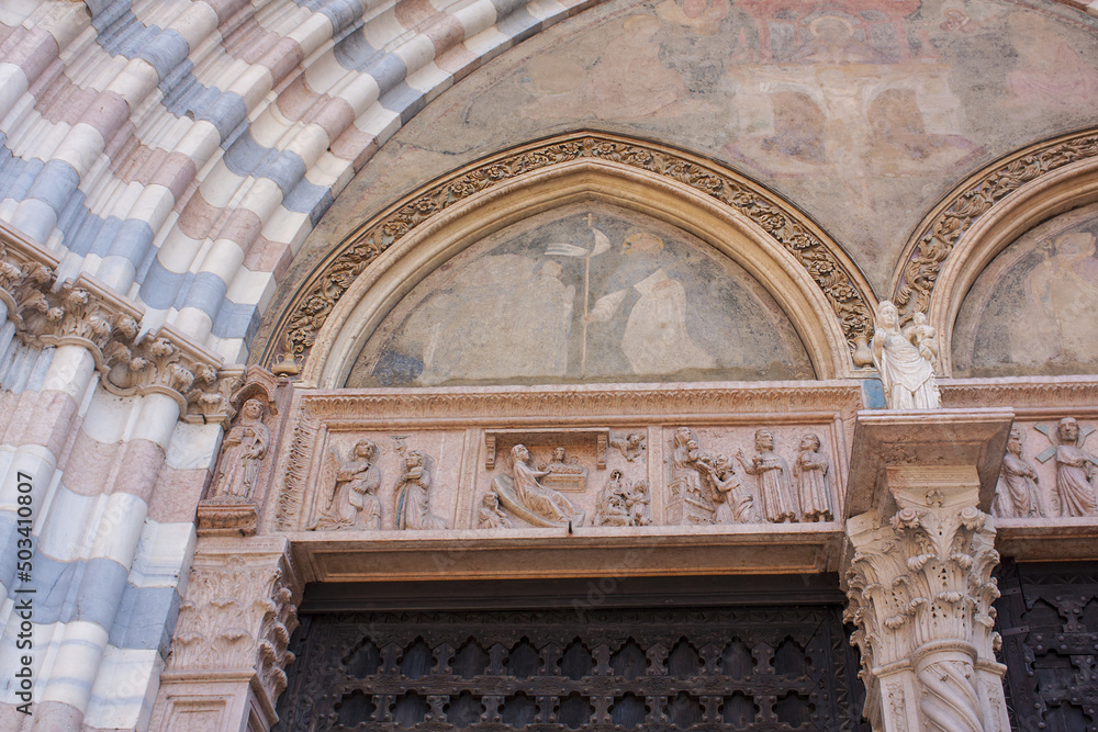 Fragment of the church of Santa Anastasia (1290-1471) in Verona (UNESCO world heritage site), Veneto, Italy 